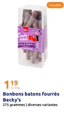 Action BECKY'S Bonbons batons fourrés offre
