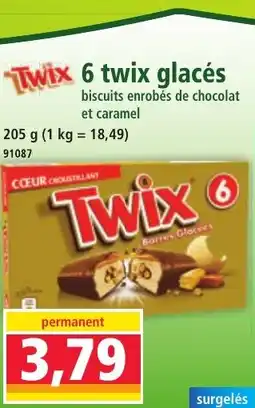 Norma TWIX 6 twix glacés biscuits enrobés de chocolat et caramel offre