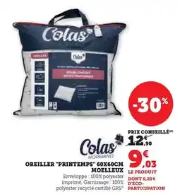 Hyper U Colas - oreiller printemps moelleux offre