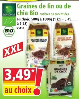 Norma BIO SONNE Graines de lin ou de chia Bio entières ou concassées offre