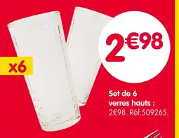 b&m Set de 6 verres hauts offre