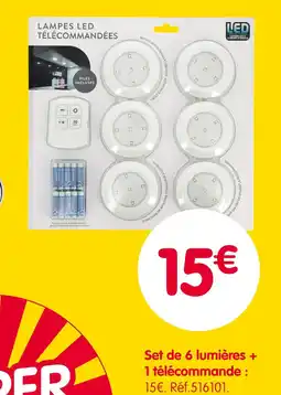 b&m Set de 6 lumières + 1 télécommande : offre