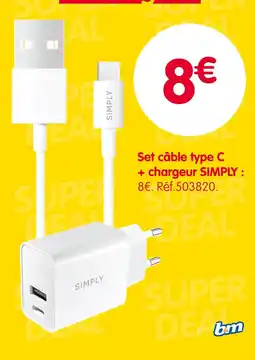 b&m Set câble type c + chargeur simply offre