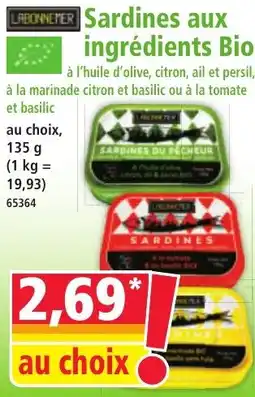 Norma LABONNEMER Sardines aux ingrédients Bio offre