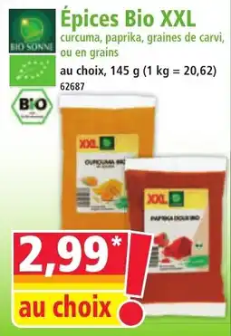 Norma BIO SONNE Épices Bio XXL curcuma, paprika, graines de carvi, ou en grains offre