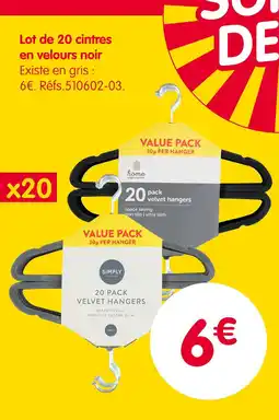b&m Lot de 20 cintres en velours noir offre