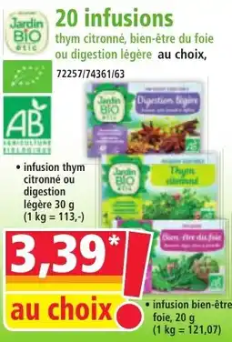 Norma 20 infusions thym citronné, bien-être du foie offre