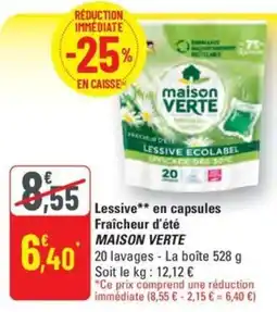 G20 Lessive en capsules Fraîcheur d'été MAISON VERTE offre