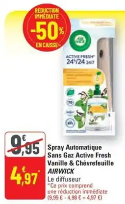 G20 Spray Automatique Sans Gaz Active Fresh Vanille & Chèvrefeuille AIRWICK offre