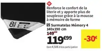 Conforama Surmatelas Mémory 4 offre