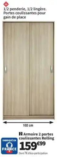 Conforama Armoire 2 portes coulissantes Rolling offre