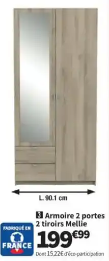 Conforama Armoire 2 portes 2 tiroirs Mellie offre