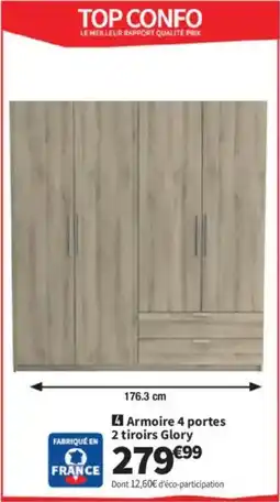 Conforama Armoire 4 portes 2 tiroirs Glory offre
