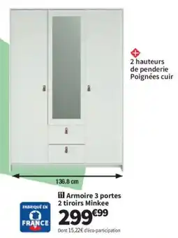 Conforama Armoire 3 portes 2 tiroirs Minkee offre