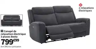 Conforama Canapé de relaxation électrique 3 places Besta offre