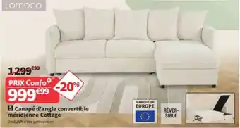Conforama Canapé d'angle convertible méridienne Cottage offre