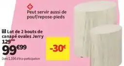 Conforama Lot de 2 bouts de canapé ovales Jerry offre