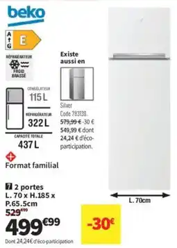 Conforama Beko 2 portes offre
