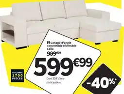 Conforama Canapé d'angle convertible réversible Leila offre