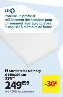 Conforama Surmatelas Mémory offre