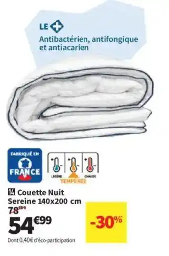 Conforama Couette Nuit Sereine offre