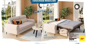 Conforama Canapé convertible express 3 places Kandy offre