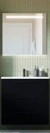 Weldom Meuble sous vasque 3 tiroirs noir avec sa vasque offre
