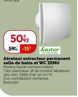 Weldom Aérateur extracteur permanent salle de bains et wc zemu offre