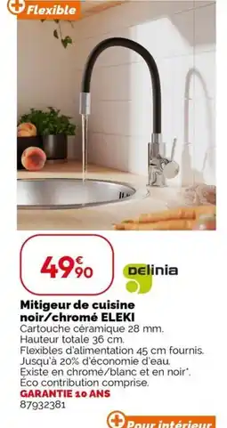 Weldom ELEKI Mitigeur de cuisine noir/chromé offre