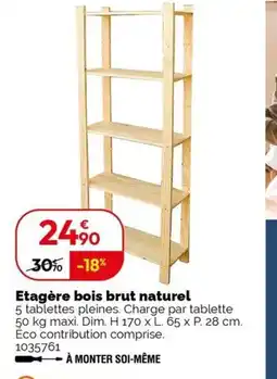 Weldom Etagère bois brut naturel offre