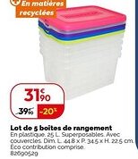 Weldom Lot de 5 boîtes de rangement offre