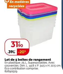 Weldom Lot de 5 boîtes de rangement offre