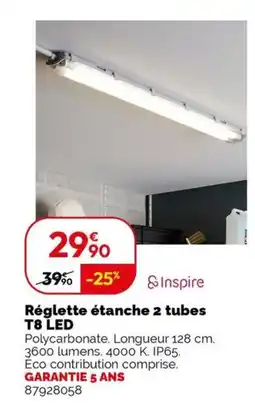 Weldom Réglette étanche 2 tubes offre