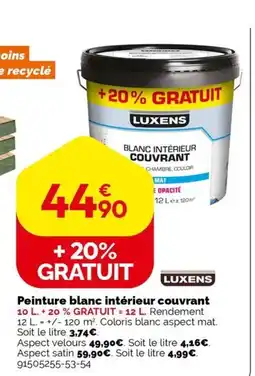 Weldom LUXENS Peinture blanc intérieur couvrant offre