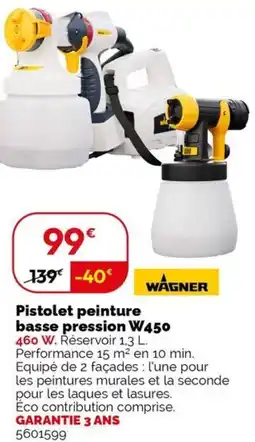 Weldom WAGNER Pistolet peinture basse pression W450 offre