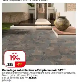 Weldom Carrelage sol extérieur effet pierre noir offre