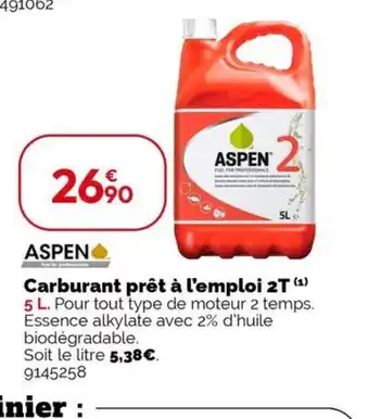 Weldom ASPEN Carburant prêt à l'emploi 2T offre
