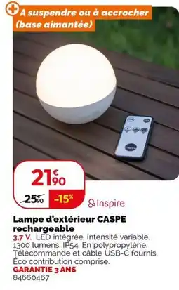 Weldom CASPE Lampe d'extérieur rechargeable offre