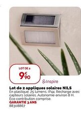 NILS Lot de 2 appliques solaires