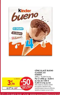 Intermarché KINDER Cône glacé bueno classic x4 offre