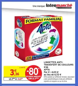 Intermarché APTA Lingettes anti- transfert de couleurs offre