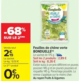 Carrefour BONDUELLE Feuilles de chêne verte offre