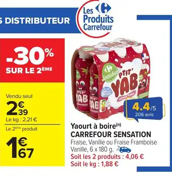 Carrefour Yaourt à boire carrefour sensation offre