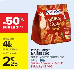 Carrefour MAÎTRE COQ Wings Party offre