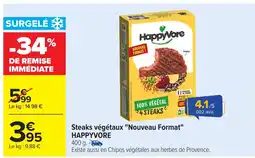 Carrefour HAPPYVORE Steaks végétaux "Nouveau Format" offre