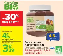 Carrefour Pâte à tartiner carrefour bio offre