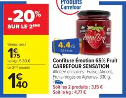 Carrefour Confiture émotion 65% fruit carrefour sensation offre