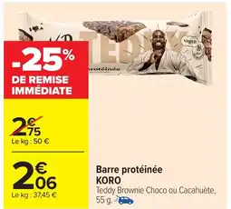 Carrefour KORO Barre protéinée offre