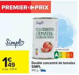Carrefour SIMPL Double concentré de tomates offre