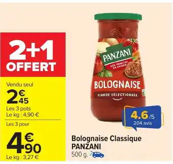 Carrefour PANZANI Bolognaise Classique offre